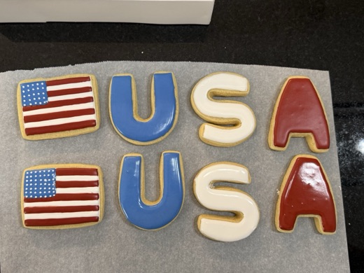 Flag and USA letter cookies